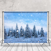 Aperturee - Snow Covered Pines Photography Backdrop Photo Booth